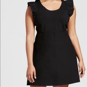Victoria Beckham X Target Women's Black Ruffle Sleeve Knit Dress